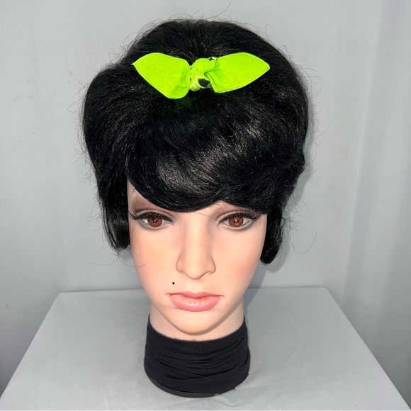 Neon Green Paisley Rockabilly Bandana Knotted Hair Bow - Picture 2 of 11
